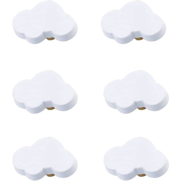 IC Tecknad form mjuka gummiknoppar Barn Flickor Pojkar Skåp Dra Lådknappar Barnrum Skåp Skåp Leksak 6st/ set (moln, vit)