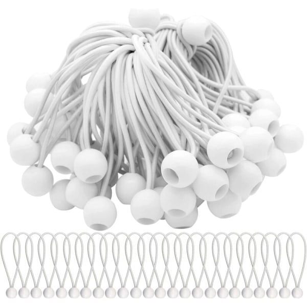 Pakke med 50 elastiske strikk med kuler, elastiske strikk, elastiske kuler for telt, bannere og presenninger