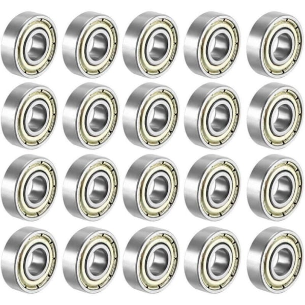608 ZZ Metall Kullager Dubbelskärmat Skatelager för Rullskridskor, Skateboard, Longboard, Waveboard 8x22x7 mm 20st..DEBUNS