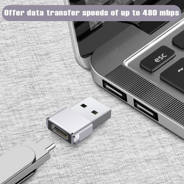 IC USB-C hun til USB han-adapter (2-pak), type C til USB A-opladning