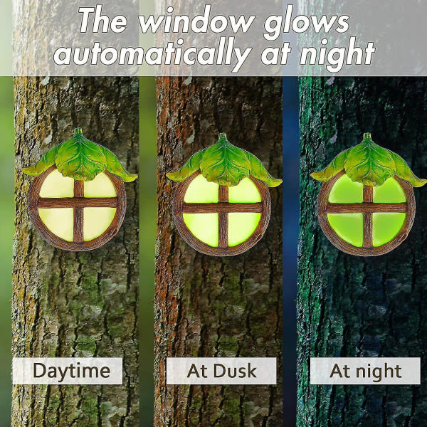 IC Miniatyr Alv Gnome Hem Fönster Och Dörr För Träd Dekoration, Lämna Form Glow In Dark Feer Sovdörr