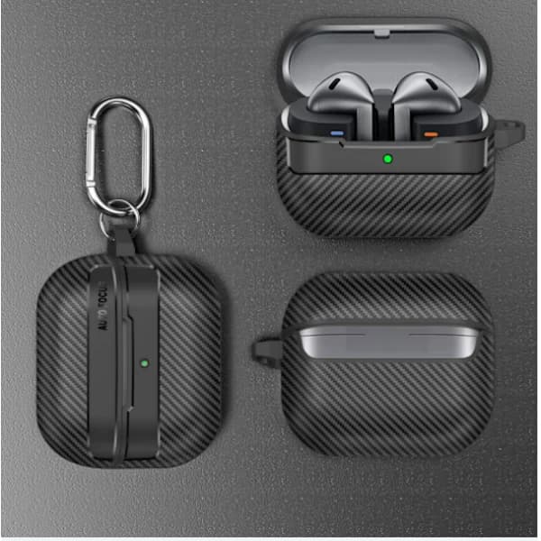 Kulfiber beskyttelsesetui til Samsung Galaxy Buds3/3pro Sort Sort Svart