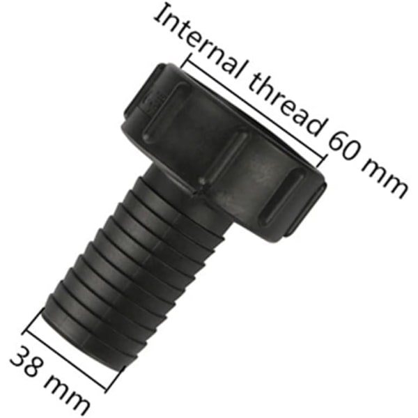 IC IBC-säiliön letkuadapteri 60 mm karkeakierteinen, sopii puutarhaletkulle 38 mm