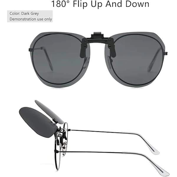 Clip-on solbriller - Polariserte clip-on solbriller over briller unisex, rammeløse polariserte flip-up solbriller