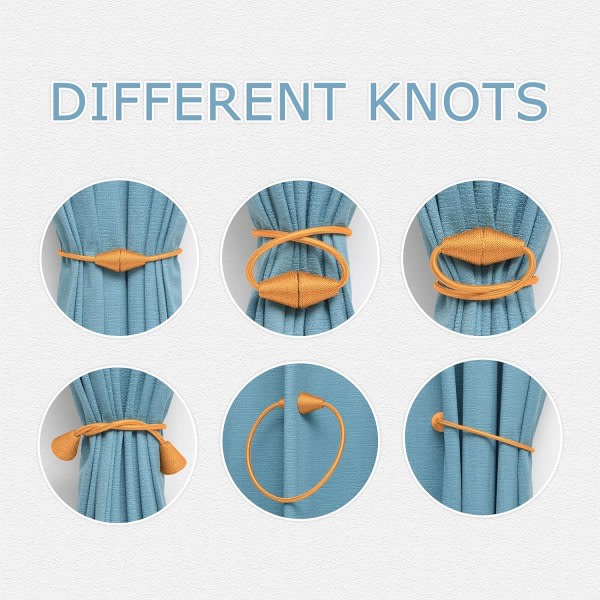 Sæt med 4 håndlavede vævede reb, magnetiske gardinbindere, praktiske og dekorative til hjemmet og kontoret (orange)