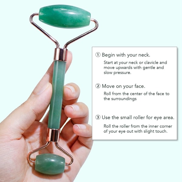 IC Jade Roller & Gua Sha, Ansiktsrulle, Facial Beauty Roller - Grønn