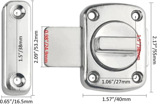 4 Dörrlås - Svängdörr, Zinklegering, Badrumssäkerhetslås - för Hemsäkerhet - Silver