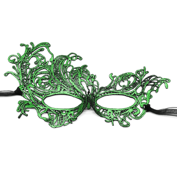 IC Ögonmaskspets, kostymtillbehör, tilbehör, venetiansk, grønn