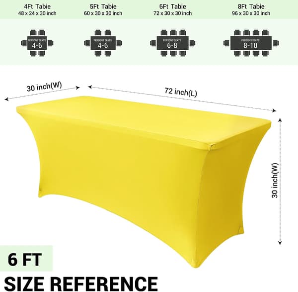 2-pak strækdug citrongul - 183x75cm×75cm - Spandex - Til festbord og messe