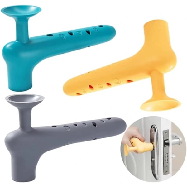 Three Door Handle Covers with Suction Cups, Silicone Door Handle