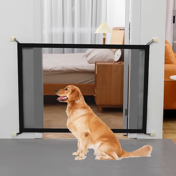 Kæledyrssikkerhedslåge, rivefast nylonnet, borefrit design med selvklæbende kroge til hunde, trapper og døråbninger, 100 × 78 cm