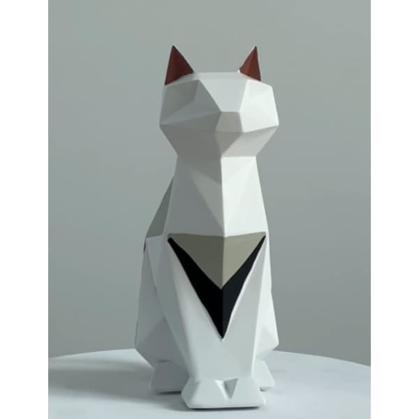 IC Katt Skulptur Statue Geometrisk Figur Dekor Polyresin Kunst Presenter 7,3 tommer