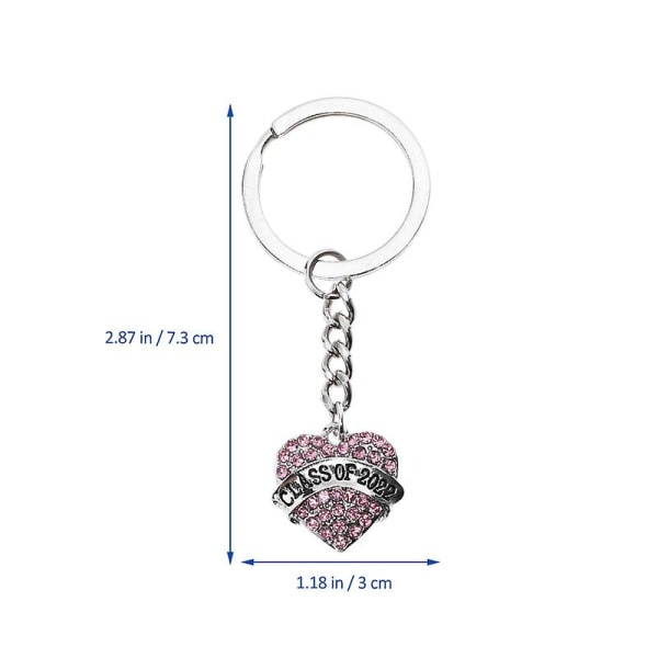 Graduation Keyring Legering nøglering Hjerte Charm Circle Sød Graduation Gave Pink IC