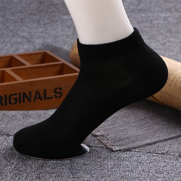 IC Låga Herrstrumpor Svart Vit Grå Bomull Mesh Kortstrumpa Herr Spo 4(5pair black)