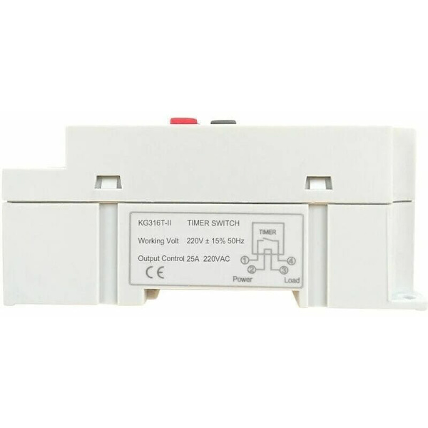 AC 220V 25A Digital Programmerbar Timer Din Skinne Elektronisk Tidsafbryder Controller med LCD Display Ur - Hvid - Hvid