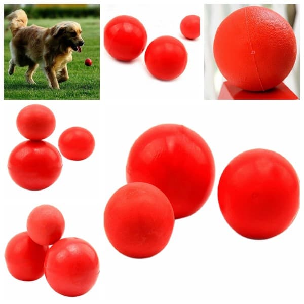 IC Oändligt hållbar solid gummiboll Husdjurskatt Hundträning Tugglek Röd L7cm