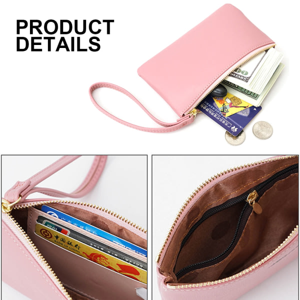 IC Vegetarisk plånboksväska i läder för män och kvinnor med Pink