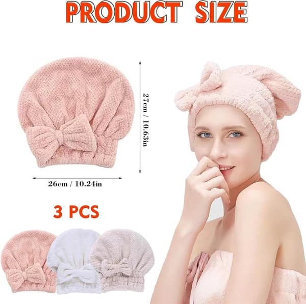 Hårtørrende Håndklædeindpakninger, 3-pak Mikrofiber Koralfleece Turbaner, Absorberende Hurtigtørrende Hætter Til Kvinder Og Piger Efter Bad, Pink Grå Beige