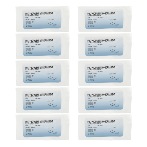 12 st Suturövningstråd Individuellt paket Polypropen sårförslutning Suturtråd Set 2/0
