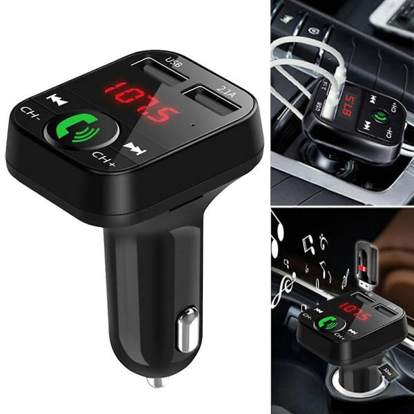 Trådløs Bluetooth Bil FM-sender 2 USB-oplader Aux-adapter Håndfri
