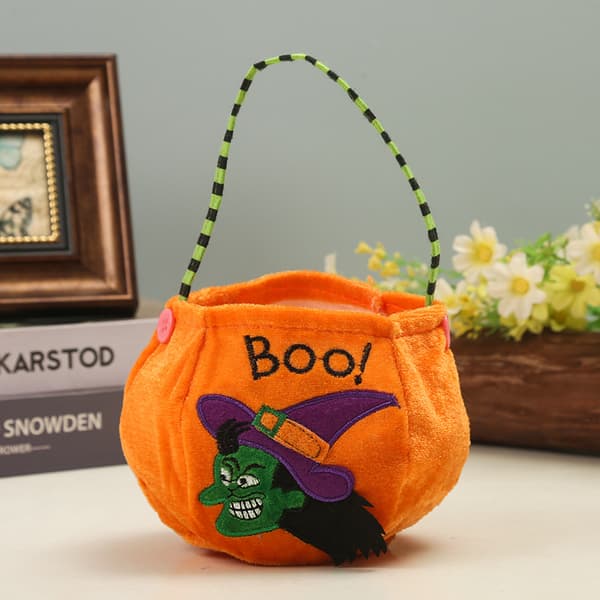 Broderte Halloween 11D Godteripose Gresskarpose Kurv Barnas Rekvisitter Medium Green Owl