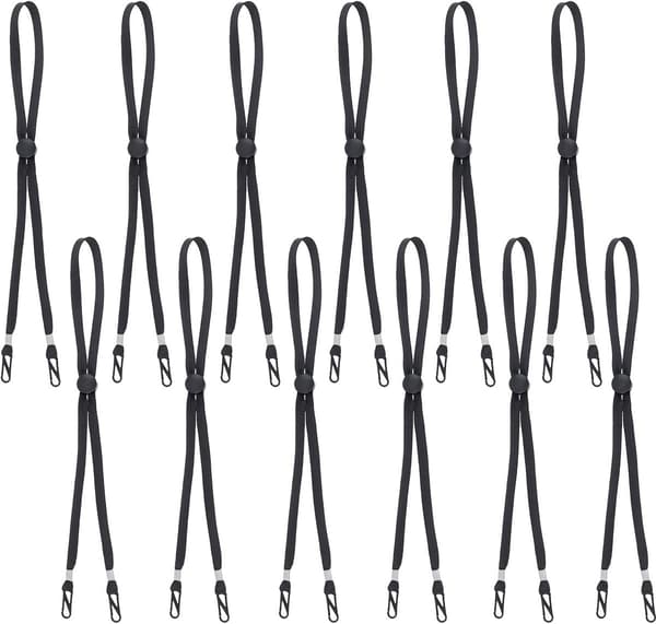 12-pack elastiska hattremmar, 34 cm hattlina, hattklämmor, justerbara hattband, hakremmar för hattar