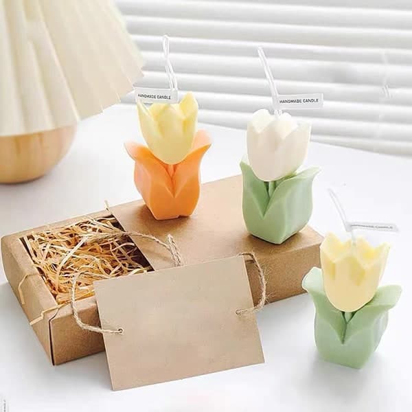 IC Tulip Blomsterlys Romantisk e Sojavoks Aromaterapi Lille Duft Pink