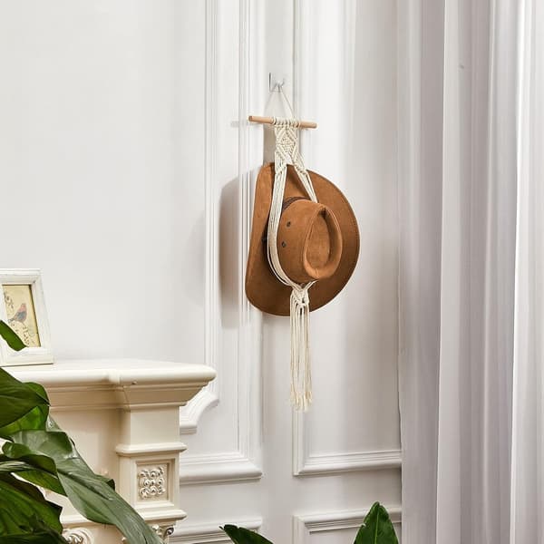 White - Simple Top Model - Bohemian Hat Rack - Cowboy Hat Rack - Behind Door Hat Storage - Hat Storage - Easy to Install