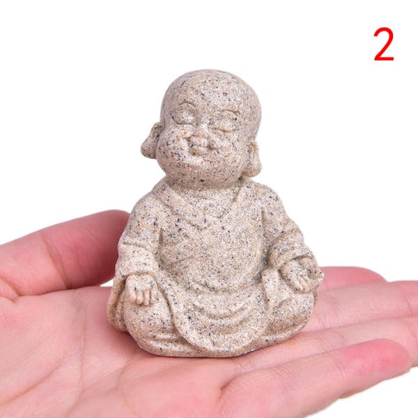IC Little Monk Statyer Sandsten Buddha Skulptur Fengshui Figurin 2