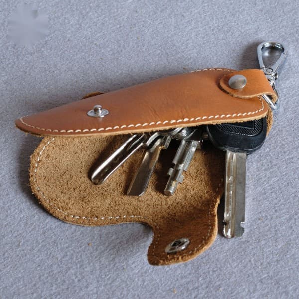 IC Nyckelring Läder Bilnyckel Plånbok Key Organizer röd