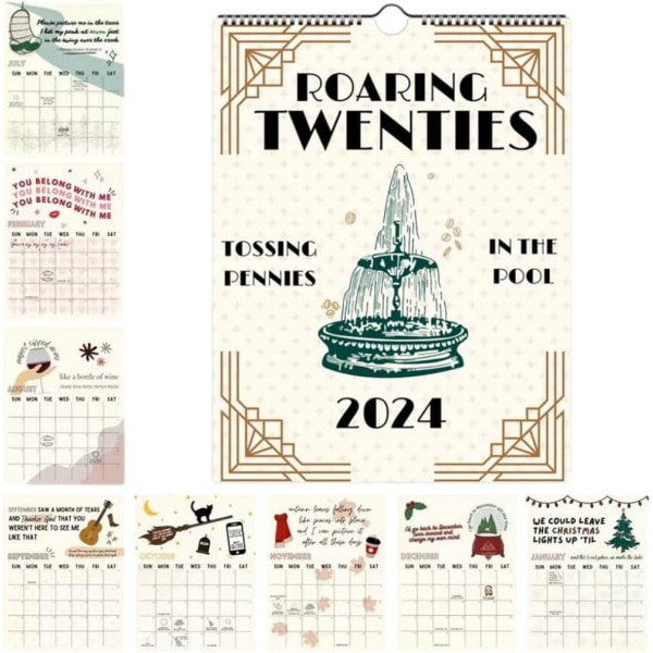 2024 Lyrical Kalender TS Roaring Twenties Taylor Kalender, Eras T0ur Kalender Musik Poster Poster Kalender, Flickor Pojkar 12 Månaders Kalenderplanerare