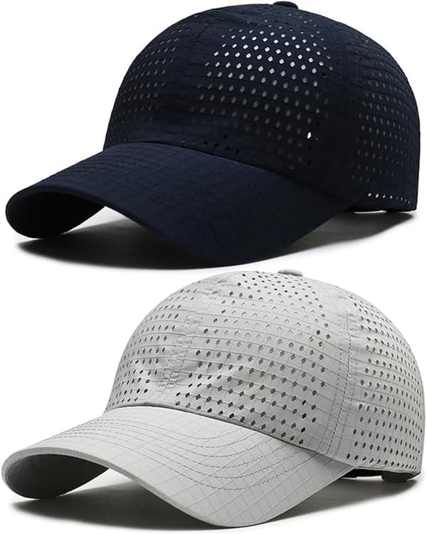 2-pak åndbare baseballkasketter, hurtigtørrende, foldbare solhatte i polyester til mænd og kvinder, tennis, golf, løb, justerbare
