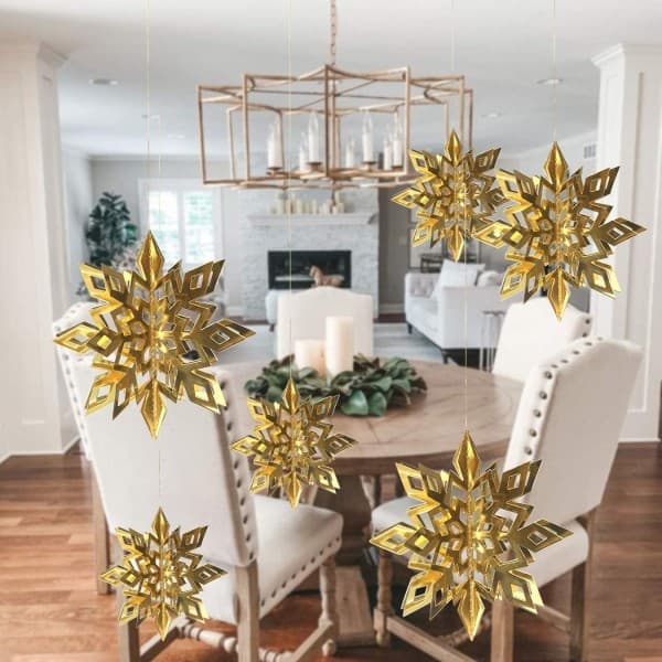 IC 30 stk Snøflak Juletrepynt, Glitter Jul Gull