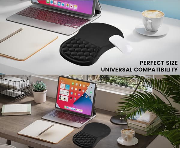 Ergonomisk musematte - håndleddsstøtte - minneskum - kontor - Blå mer