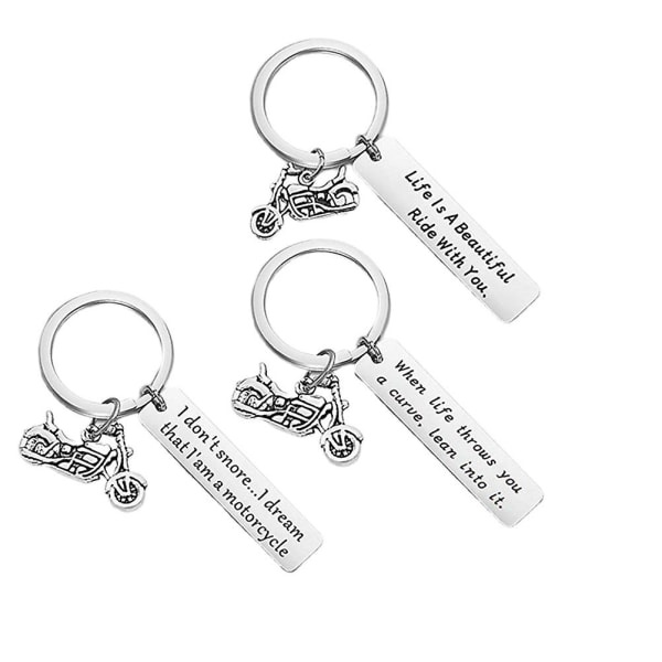 3 stk Motorsykkel Nøkkelring Brevtrykk Rustfritt Stål Nøkkelringer Henge Ornament Nøkkelringer til Bilnøkkel IC