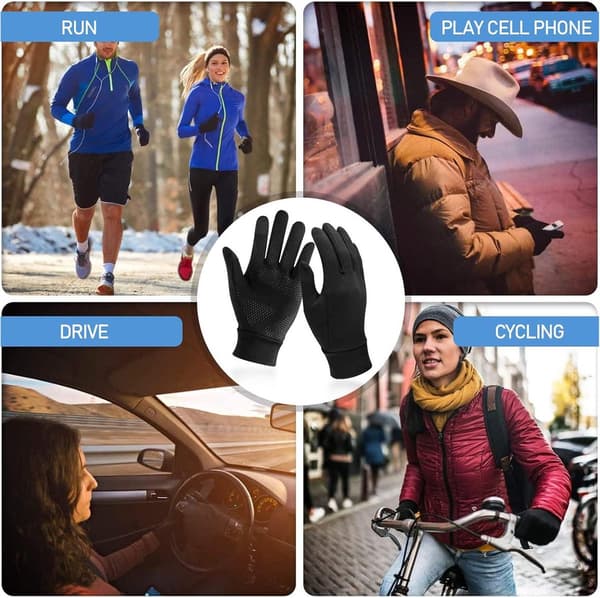 Vintercykelhandsker til mænd og kvinder, vandtætte, vindtætte, termiske, touchscreen, skridsikre, sorte til cykling, løb og skiløb