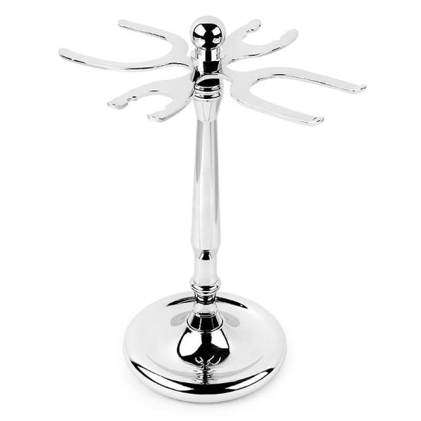Barberhøvelholder for menn, stativ for barberkost i rustfritt stål 4 Prong