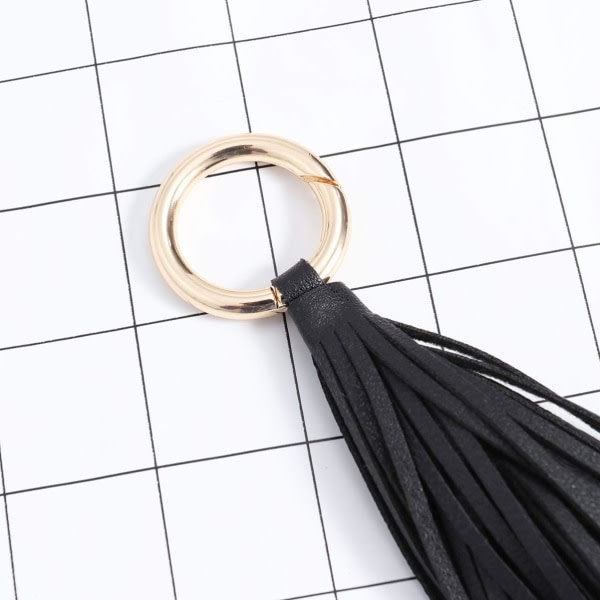Læder Tassel Nøglering-Pengepung Ornament Tassel Dekoration Håndtaske (1 ST, Sort) IC
