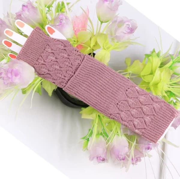 Fingerløse handsker - Håndledsvarmere - Hæklet - Lang version - 1 par - 7*20cm - Pink