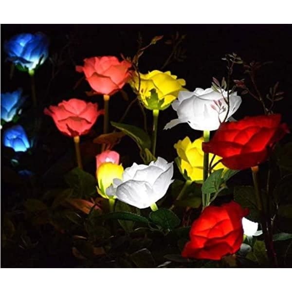 Solcellelys sæt med 2 lys på liljestilk til have, indkørsel