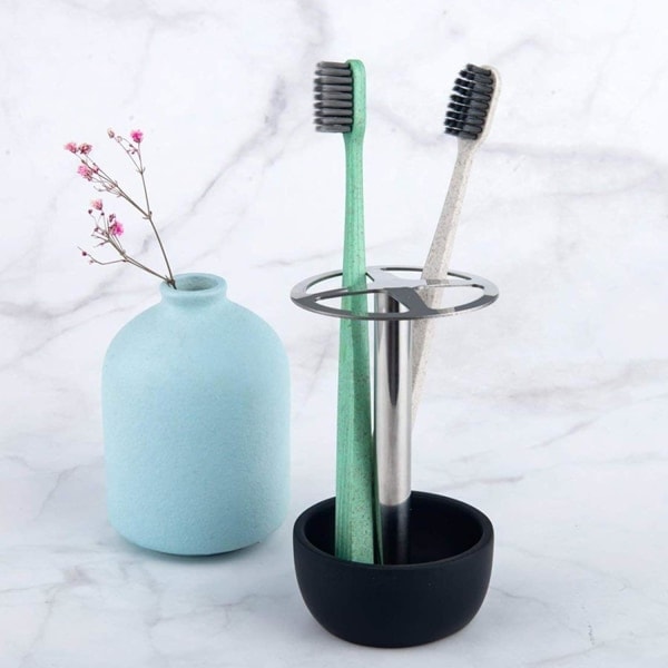 IC Tandbørsteholder, multifunktionel tandbørsteholder til badeværelsesskab, skillevæg i rustfrit stål, elegant design, rummer 4 standardbørster