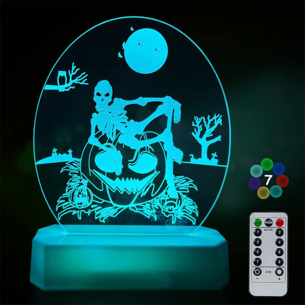 IC 3D Halloween-yövalo, Halloween LED-valot koristeena, 3D pöytälamppu, 3D-efekti yövalo koristeena Halloween sisätilojen valaistukseen