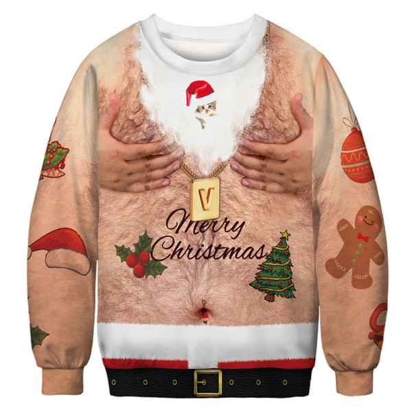 Unisex Ugly Christmas Sweater 3D- printed Rolig Crewneck-tröja villapaidat #1 M