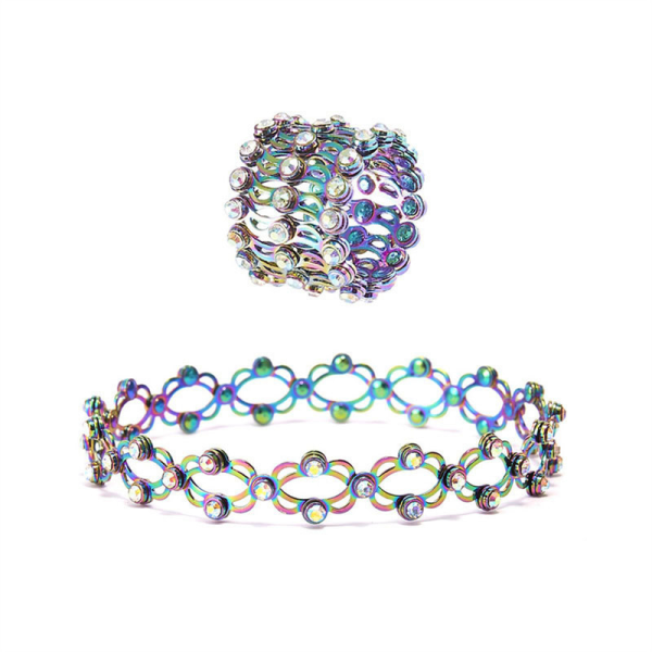 Lymfatisk terapiringarmband, justerbar magnetfältsterapitransformationsarmbandsring Colorful AB Diamonds