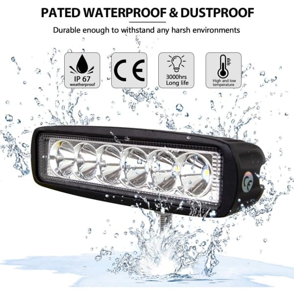 IC LED Arbeidslys LED Bar 12V 18W 15cm Bil LED Spotlight Vanntett