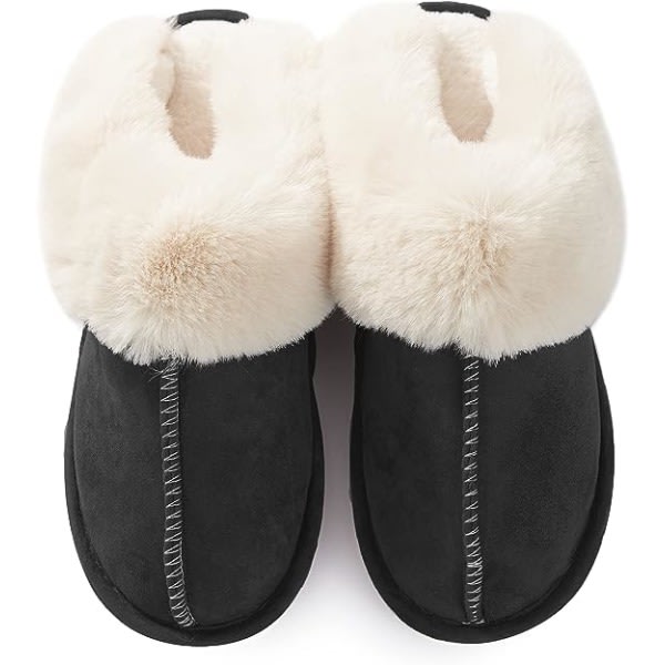 IC Damtofflor Memory Foam Fluffig Mjuk Varm Slip On House Tofflor, Anti-sladd Mysig plysch för inomhus utomhus (Storlek: Stor)