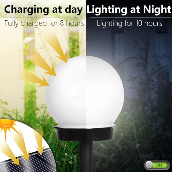 IC Udendørs Solcellehave Jordlamper, Udendørs Vandafvisende Lys 8 Pak IP44 Globe Stake Light til Udendørs Villa