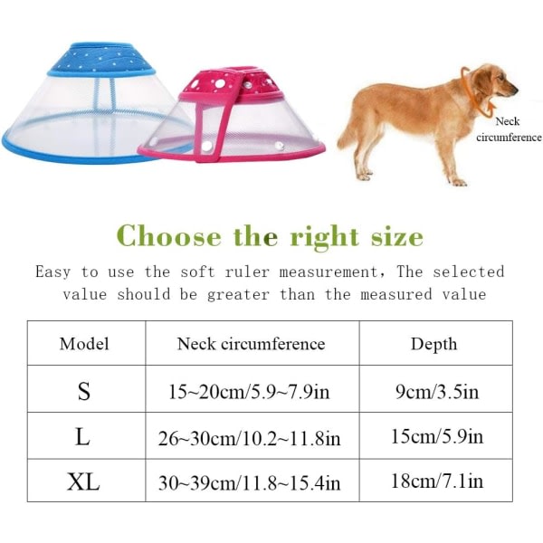 IC Pet Cone Recovery Dog Cone Justerbar hundhalsband Klart hvadderat halsbånd med andas blød kant-Pink-S