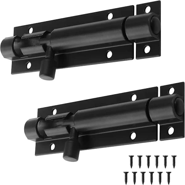 2-pak 3-cylindret boltlås, kraftig skydelås til dør, port, skur, sort