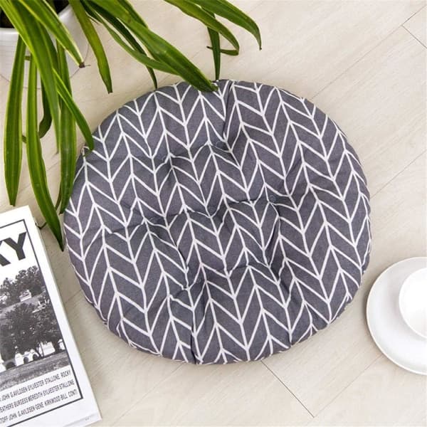 IC Runde stolputer, sitteputer i bomull og lin for innendørs og utendørs (bølgete striper, diameter 40 cm)